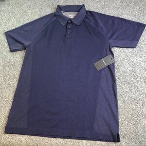 NWT Fabletics Polo Shirt Mens Large Blue Training Day Performance 4 Way Stretch